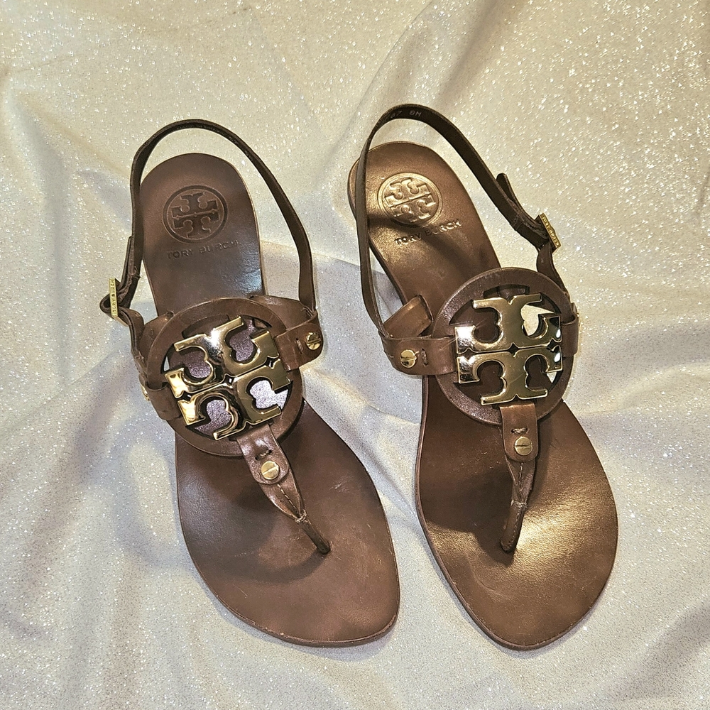 Tory Burch Brown Leather Sandals